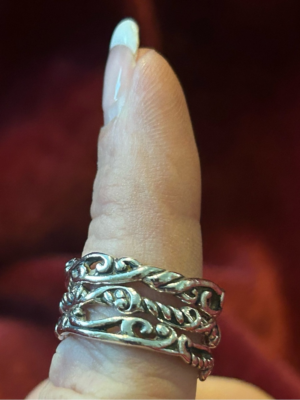 Carolyn Pollack .925 Sterling Silver Filigree Stackable Ring Set Size 8